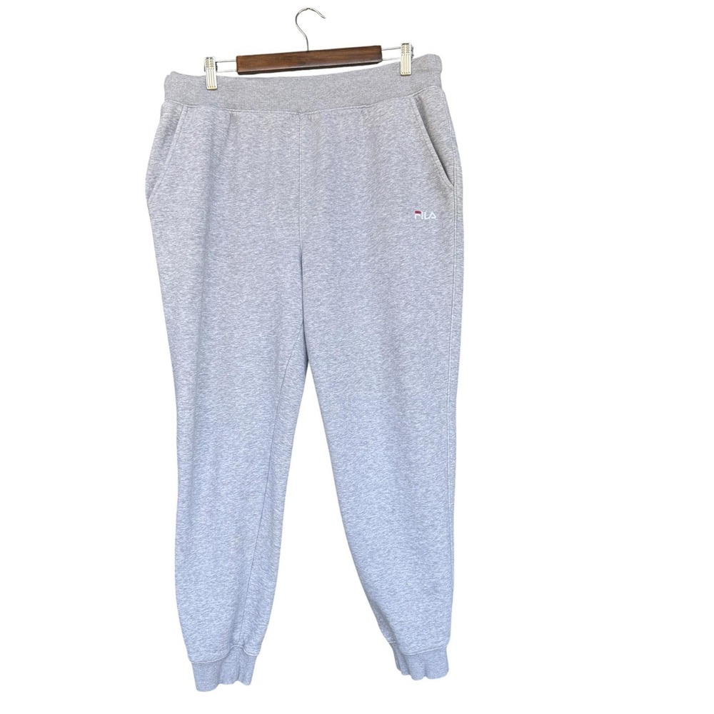 FILA Pants Mens XL Gray Fleece Jogger Drawstring Elastic Waist Pockets Lounge